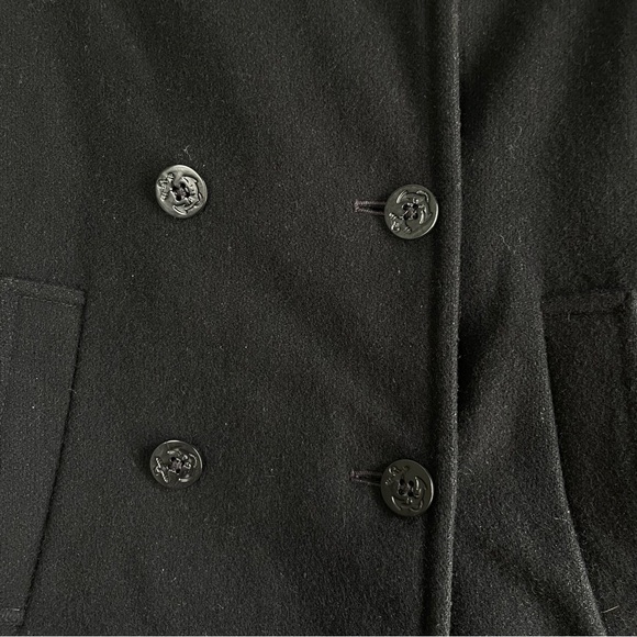 Eddie Bauer Women's Black Wool Peacoat‎ Jacket Winter Warm Anchor Buttons Small - Picture 2 of 6